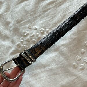 Black Crocodile Leather Belt